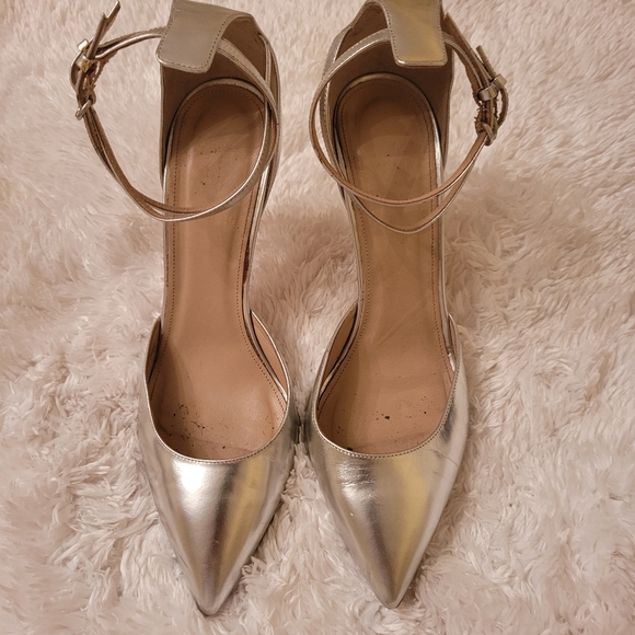 J. CREW SILVER METTALLIC STILETTO ANKLE STRAP POINTY TOE PUMP! - Picture 3 of 9